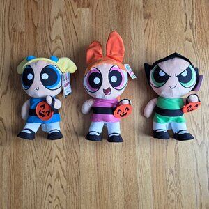 Powerpuff Girls Plush Side Stepper Dolls Halloween Bubbles Blossom Buttercup NWT